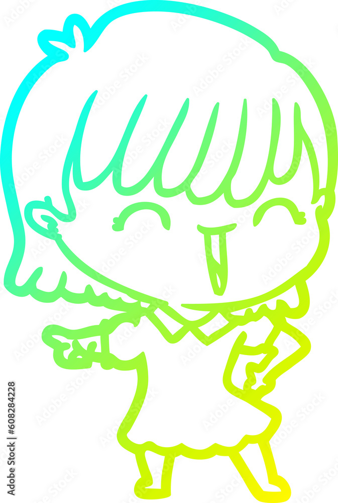 cold gradient line drawing of a cartoon woman cold gradient line drawing of a cartoon woman