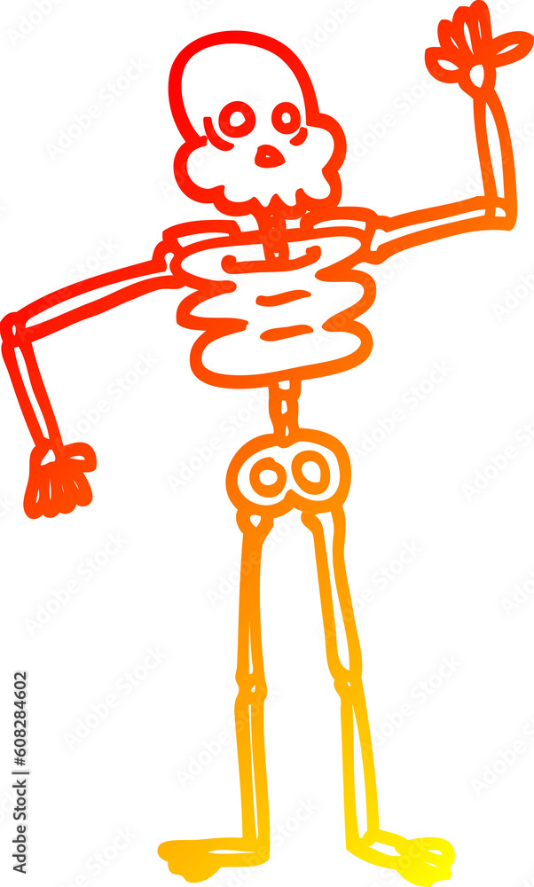 Obraz premium warm gradient line drawing of a cartoon skeleton