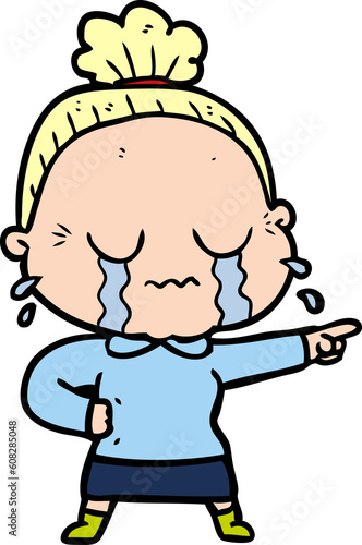 cartoon crying old lady