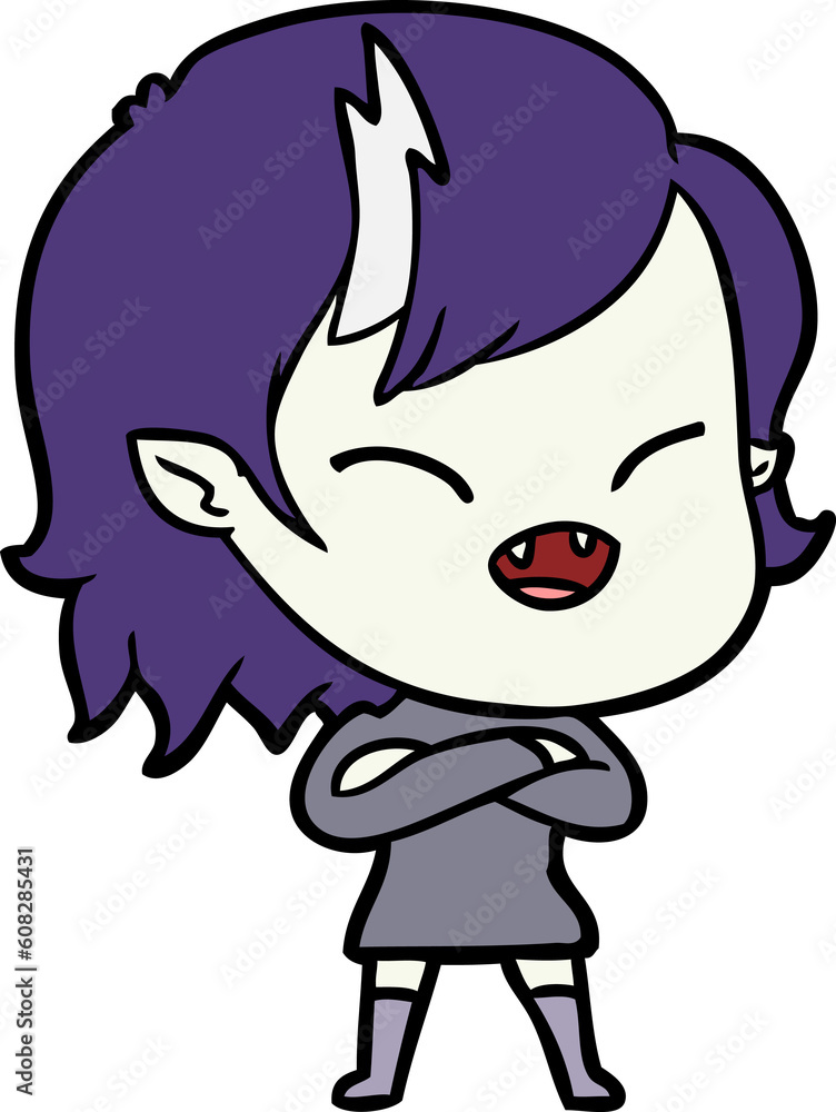 cartoon laughing vampire girl with crossed arms cartoon laughing vampire girl with crossed arms