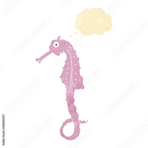 cartoon sea horse with thought bubble