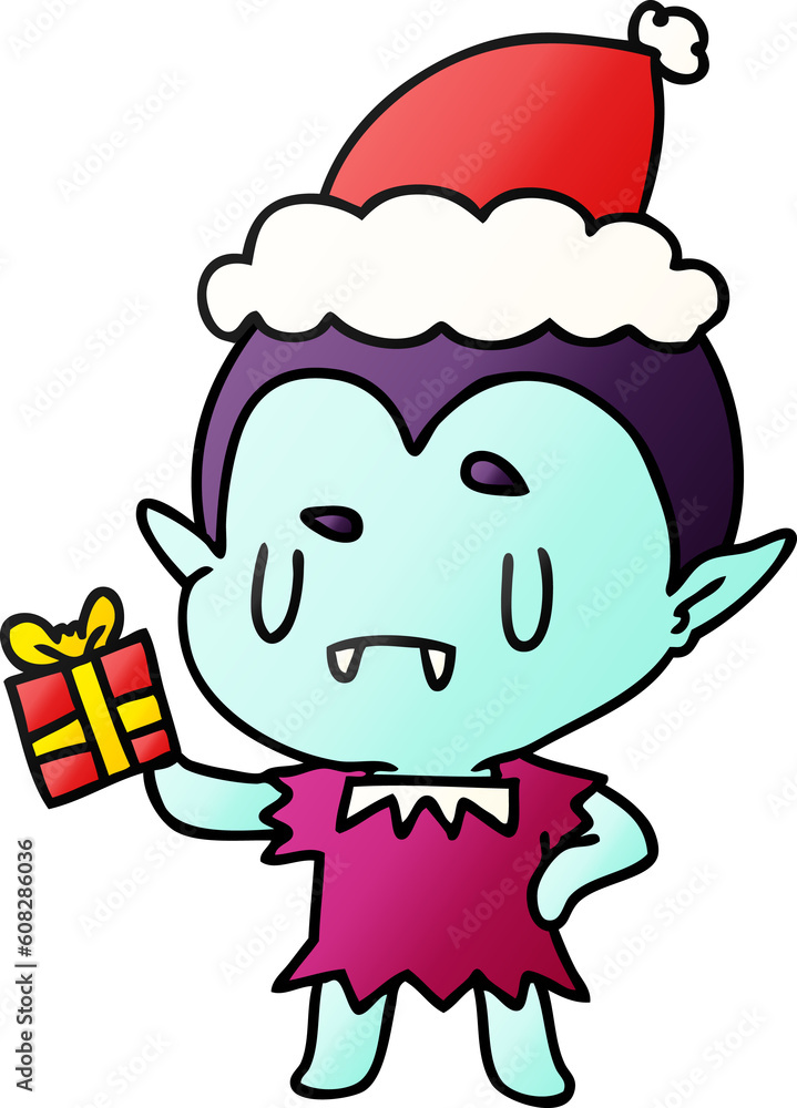 hand drawn christmas gradient cartoon of kawaii vampire hand drawn christmas gradient cartoon of kawaii vampire