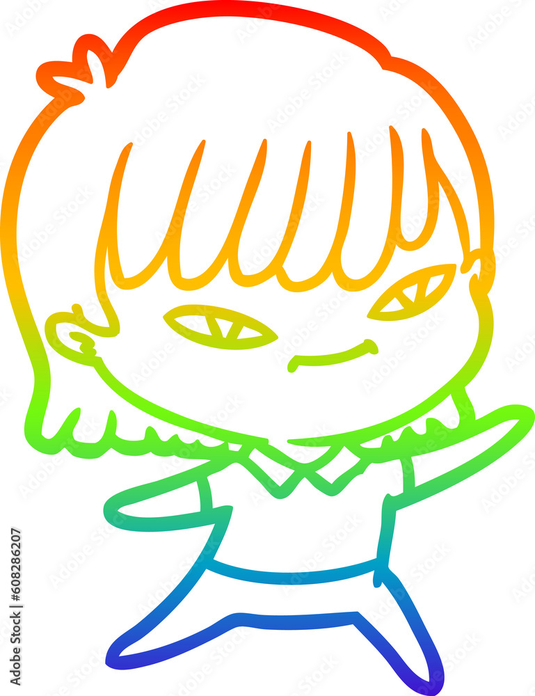 rainbow gradient line drawing of a cartoon woman rainbow gradient line drawing of a cartoon woman