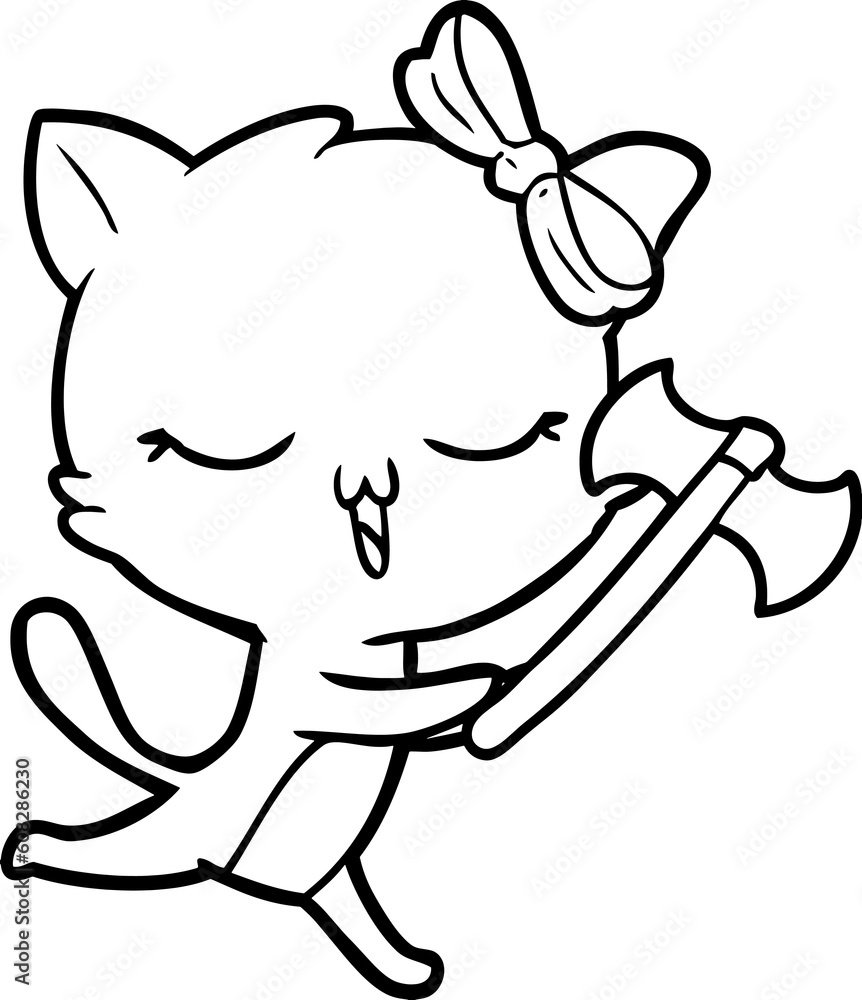 cartoon cat with bow on head