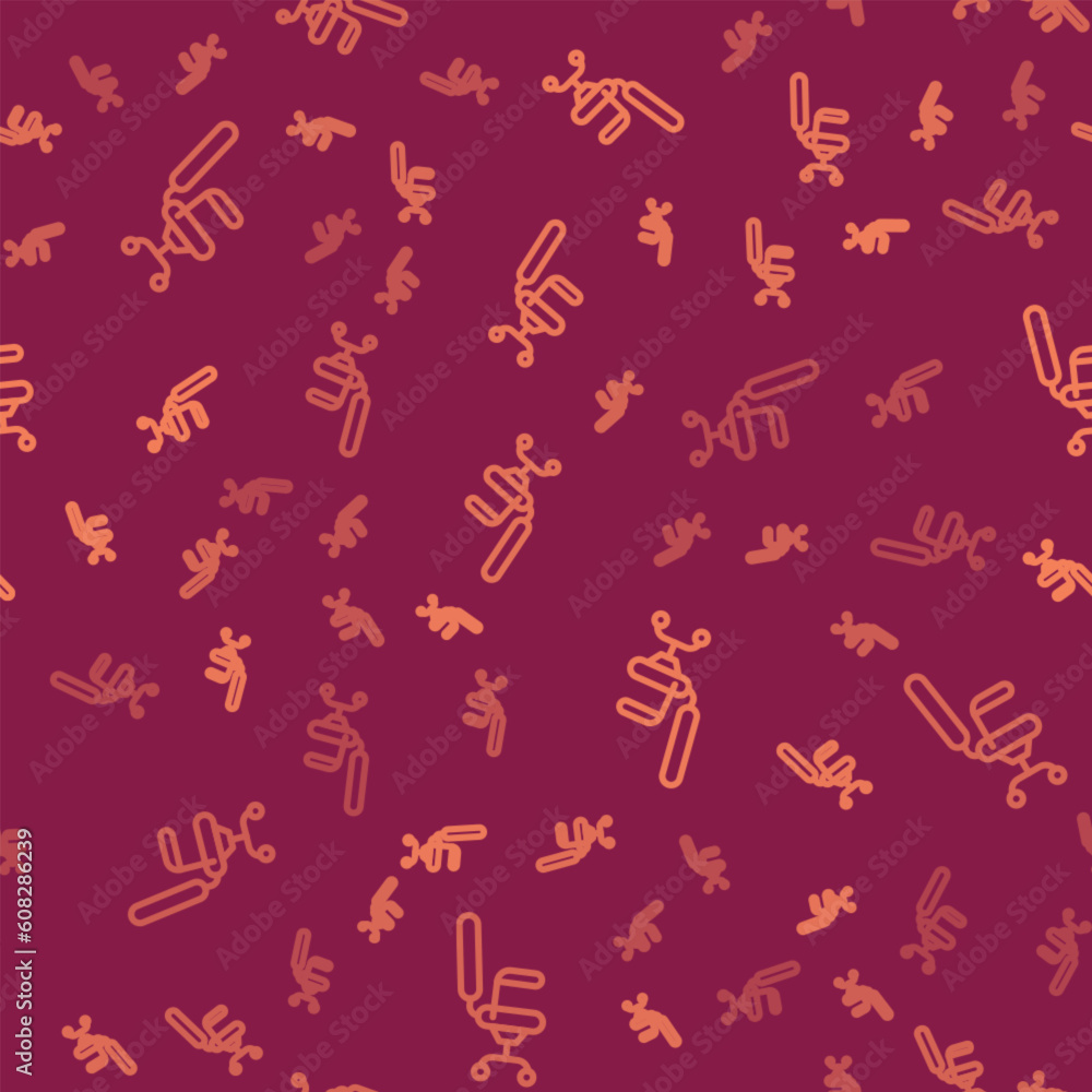 Brown line Office chair icon isolated seamless pattern on red background. Vector Brown line Office chair icon isolated seamless pattern on red background. Vector