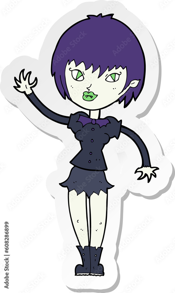 sticker of a cartoon vampire girl sticker of a cartoon vampire girl