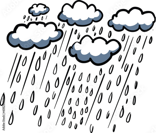 cartoon clouds in the rainy season raining