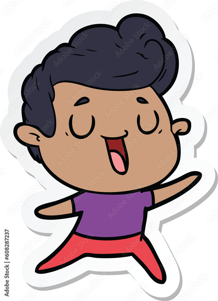 sticker of a happy cartoon man sticker of a happy cartoon man