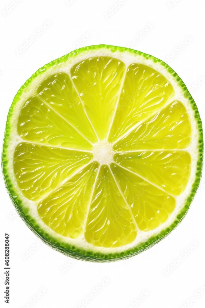 Lime slice isolated on white background (clipping path). Generative AI Lime slice isolated on white background (clipping path). Generative AI