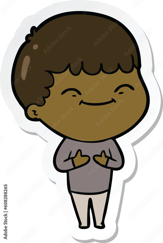 sticker of a cartoon happy boy sticker of a cartoon happy boy