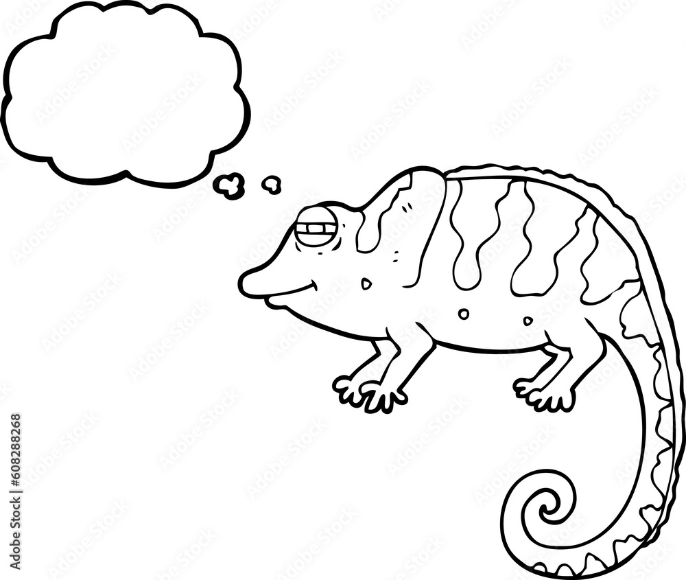 freehand drawn thought bubble cartoon chameleon freehand drawn thought bubble cartoon chameleon