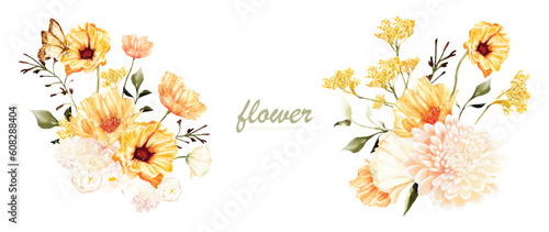 Floral bouquet watercolor vector elements design
