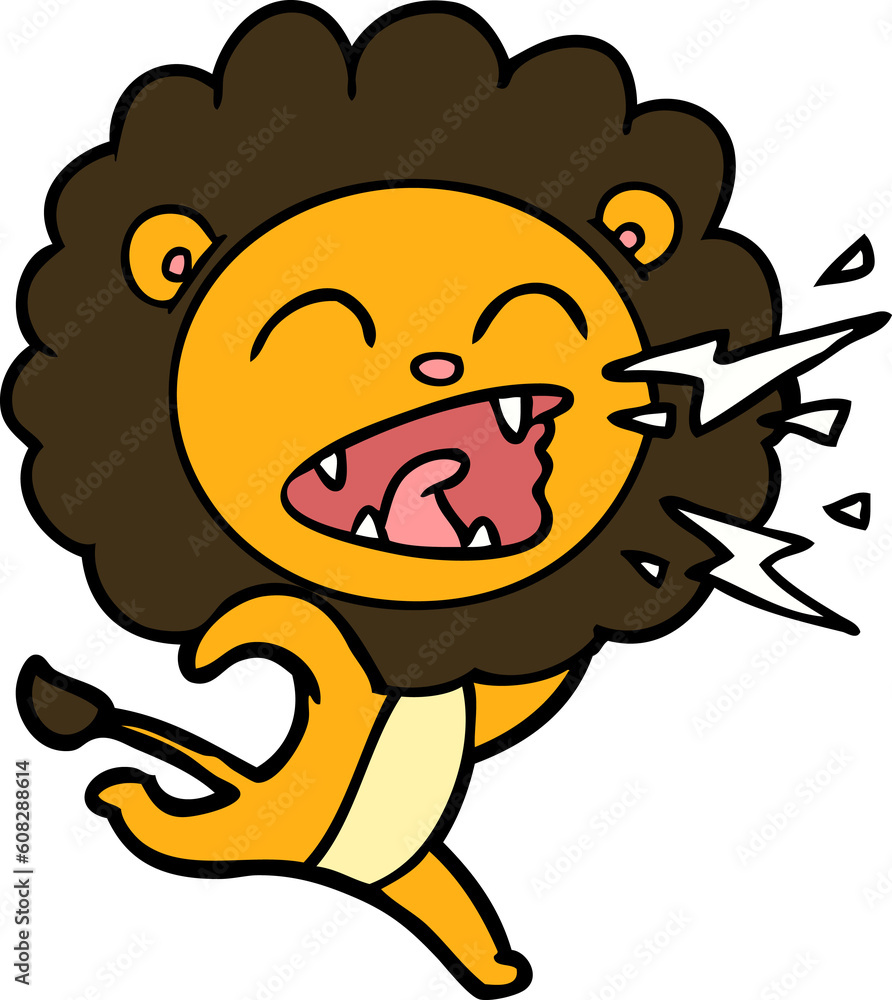 cartoon running lion