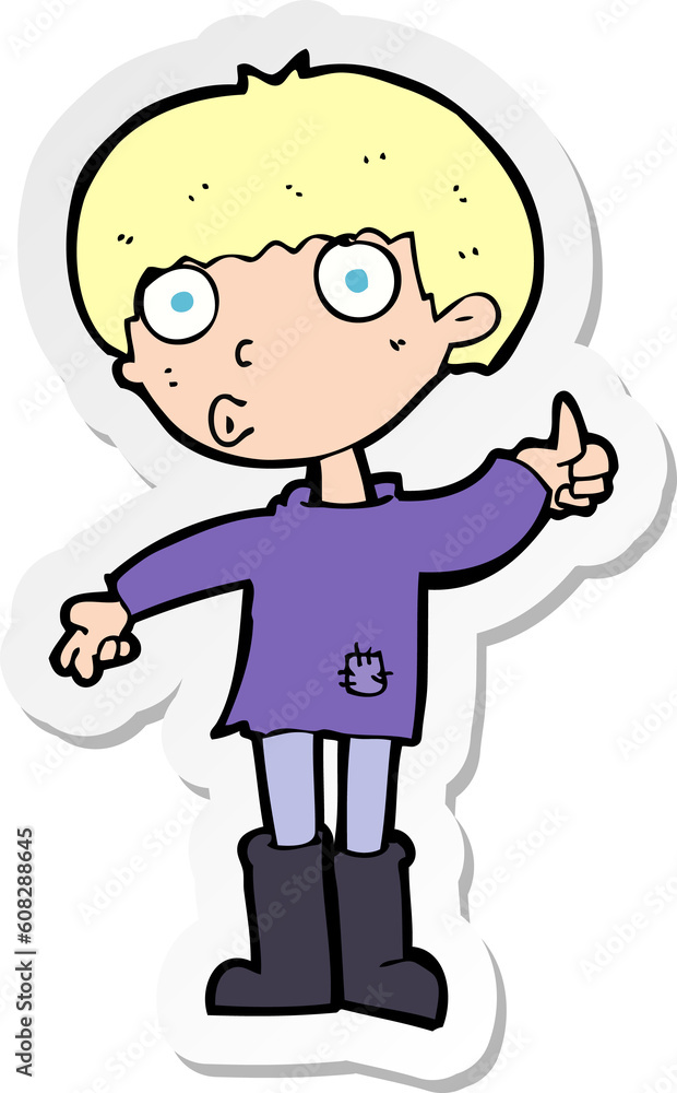 sticker of a cartoon boy asking question sticker of a cartoon boy asking question