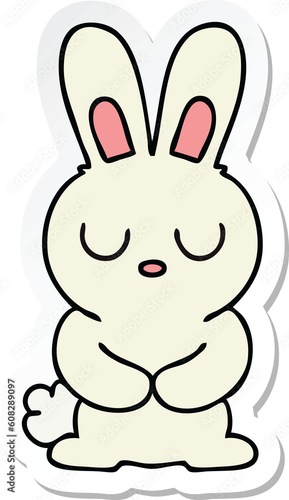 sticker of a quirky hand drawn cartoon rabbit sticker of a quirky hand drawn cartoon rabbit