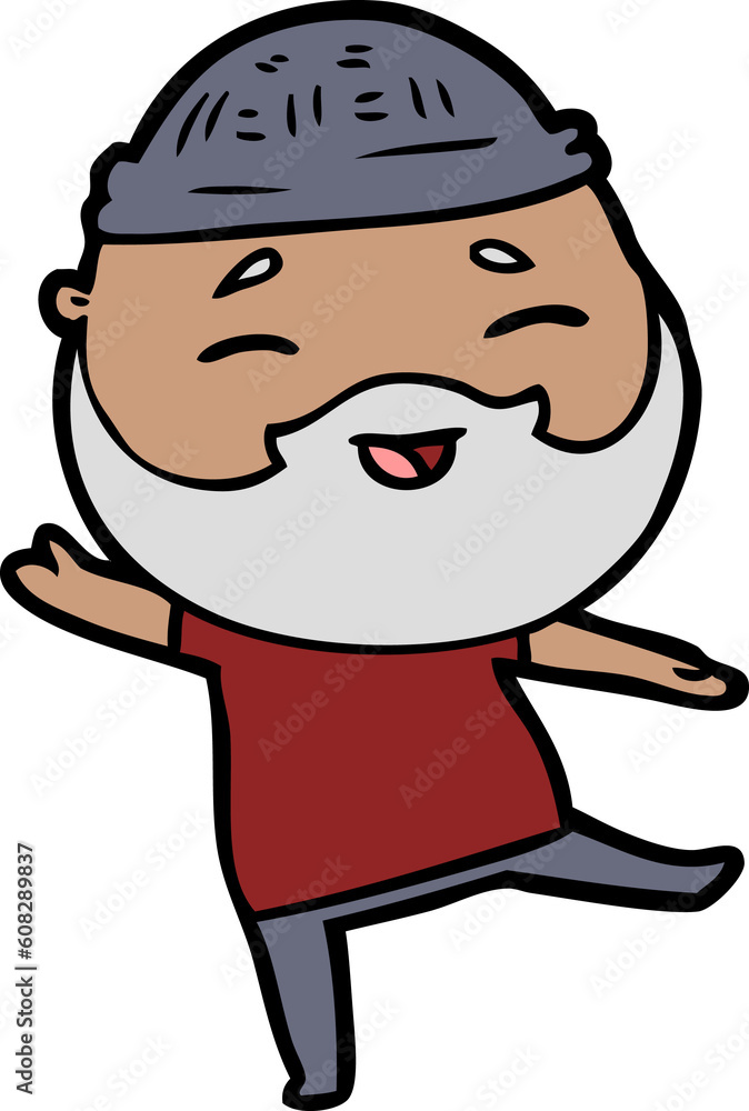 cartoon happy bearded man