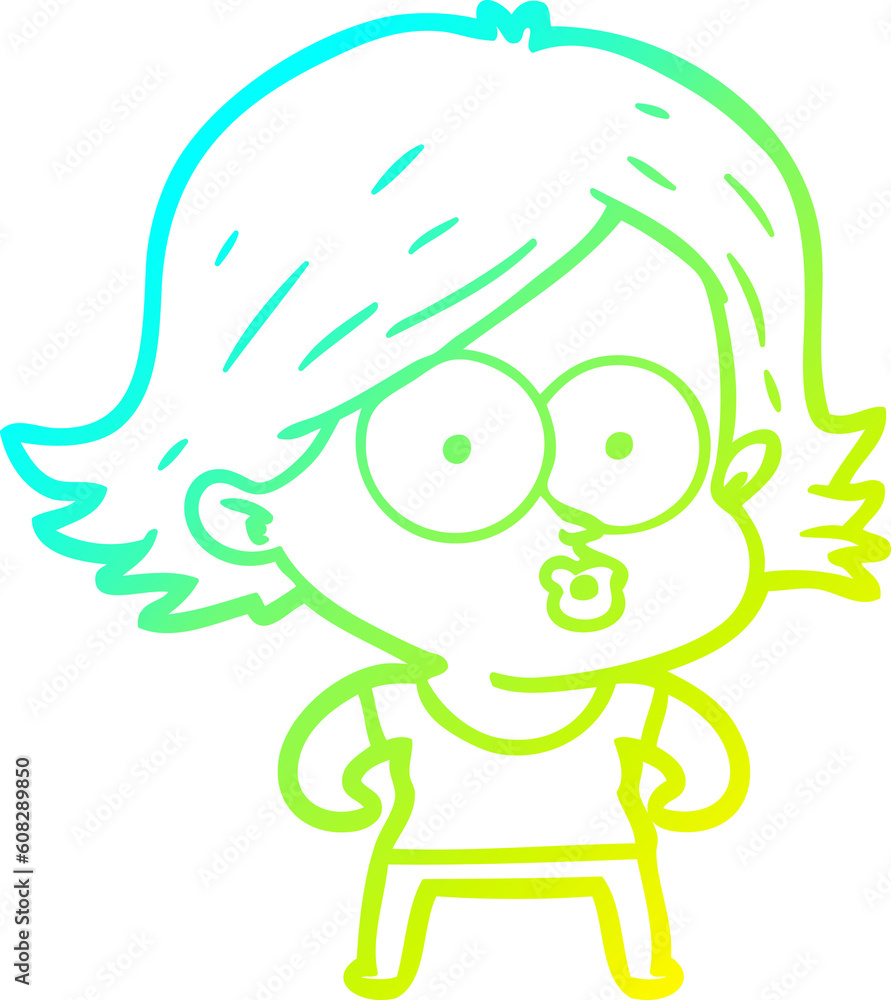cold gradient line drawing of a cartoon girl pouting cold gradient line drawing of a cartoon girl pouting