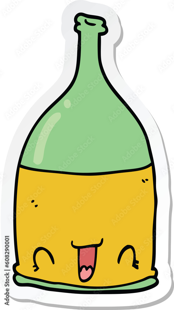 sticker of a cartoon wine bottle sticker of a cartoon wine bottle