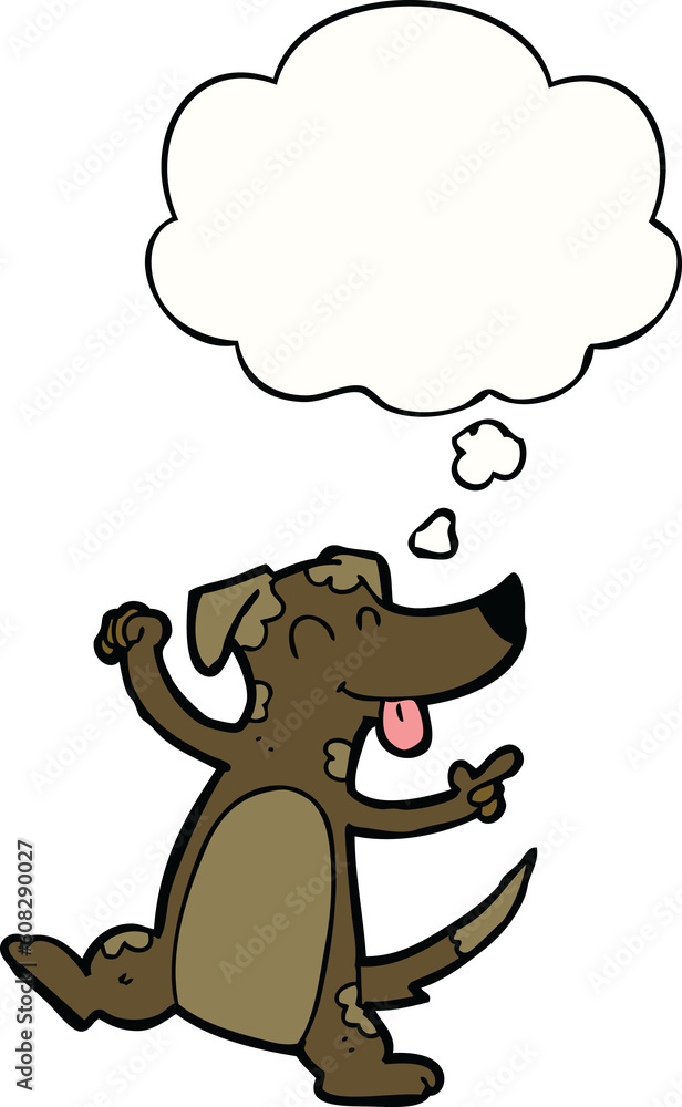 cartoon dancing dog with thought bubble cartoon dancing dog with thought bubble