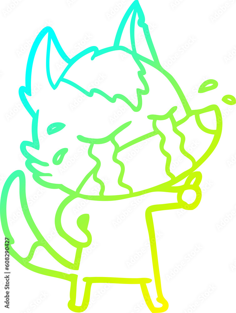 cold gradient line drawing of a cartoon crying wolf cold gradient line drawing of a cartoon crying wolf