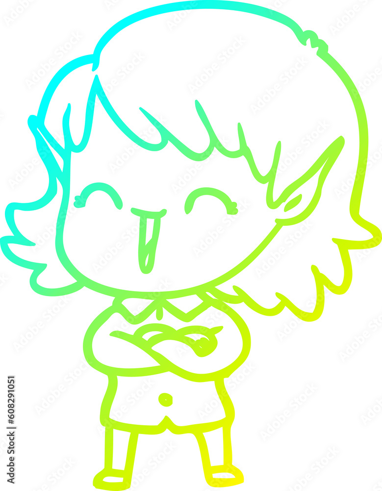 cold gradient line drawing of a cartoon elf girl cold gradient line drawing of a cartoon elf girl