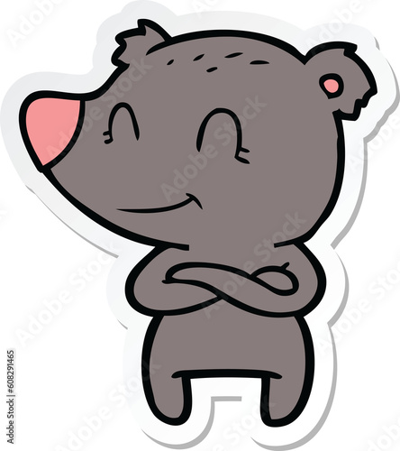 sticker of a friendly bear cartoon
