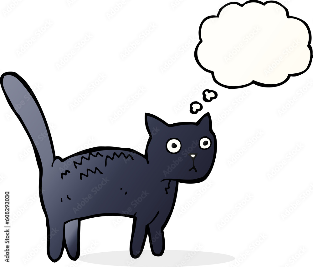 cartoon frightened cat with thought bubble cartoon frightened cat with thought bubble