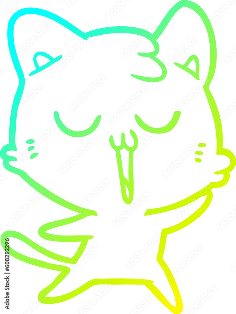 cold gradient line drawing of a cartoon cat singing cold gradient line drawing of a cartoon cat singing
