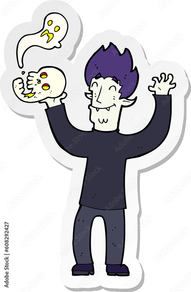 Fototapeta premium sticker of a cartoon spooky vampire