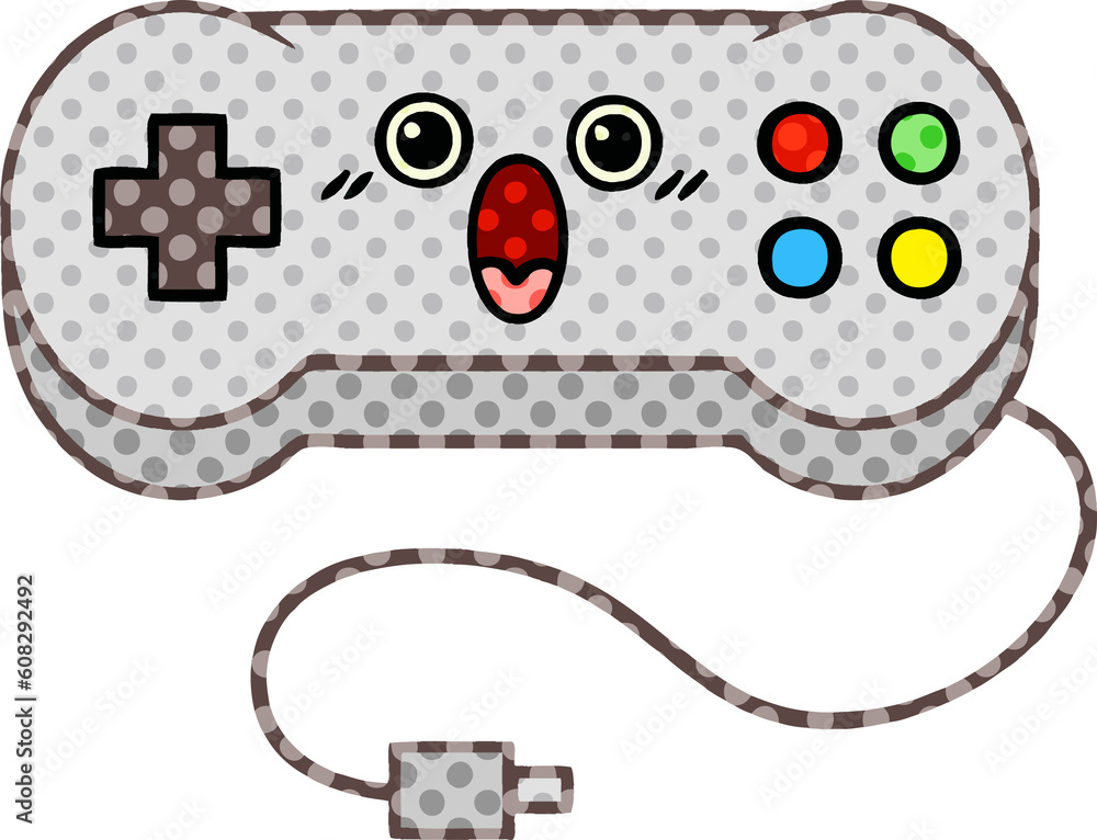 comic book style cartoon of a game controller comic book style cartoon of a game controller