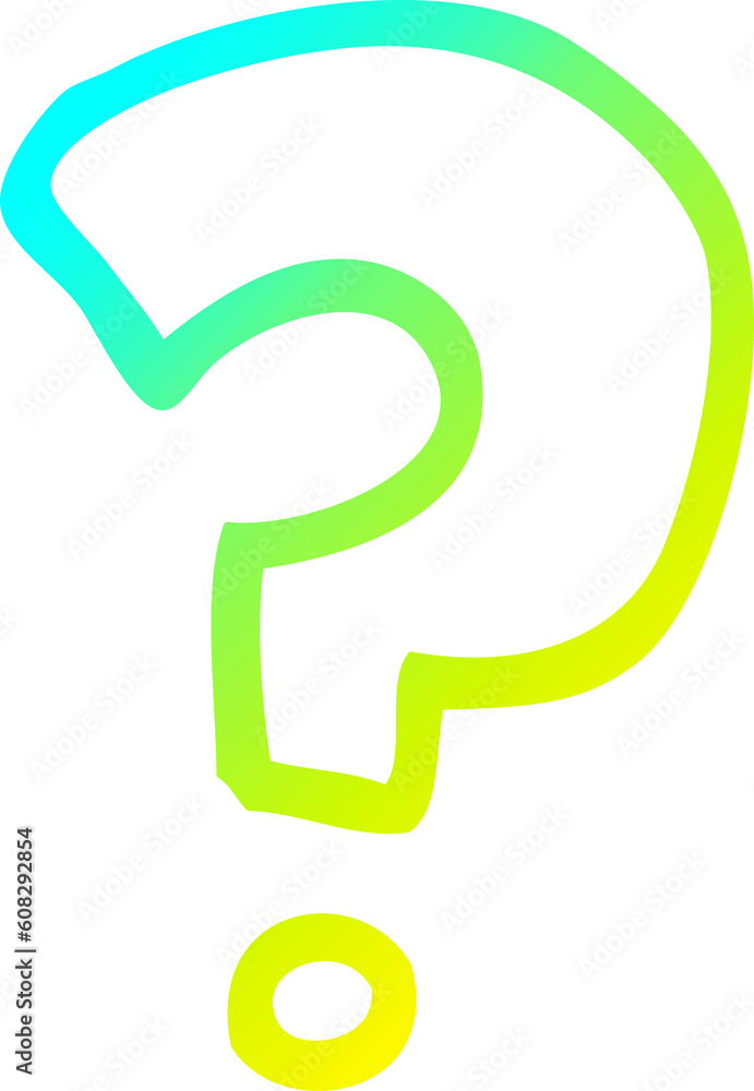 cold gradient line drawing of a cartoon question mark cold gradient line drawing of a cartoon question mark