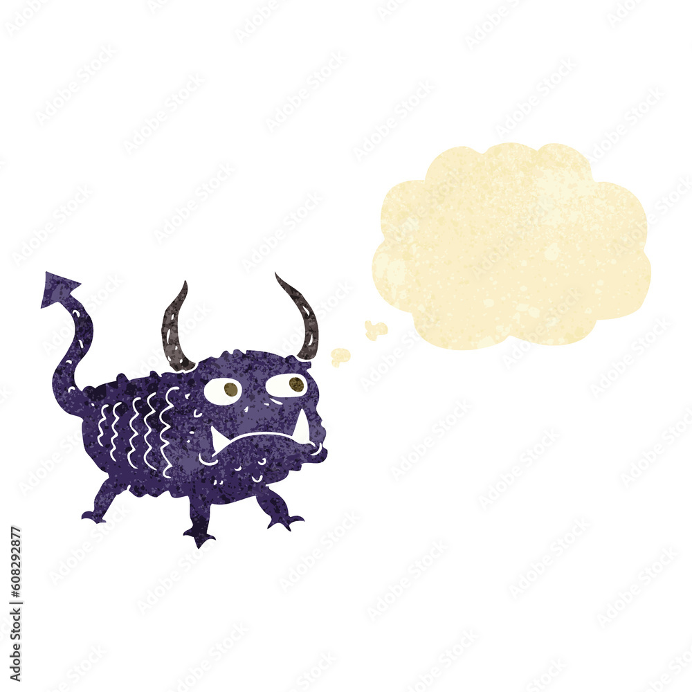 cartoon little demon with thought bubble cartoon little demon with thought bubble