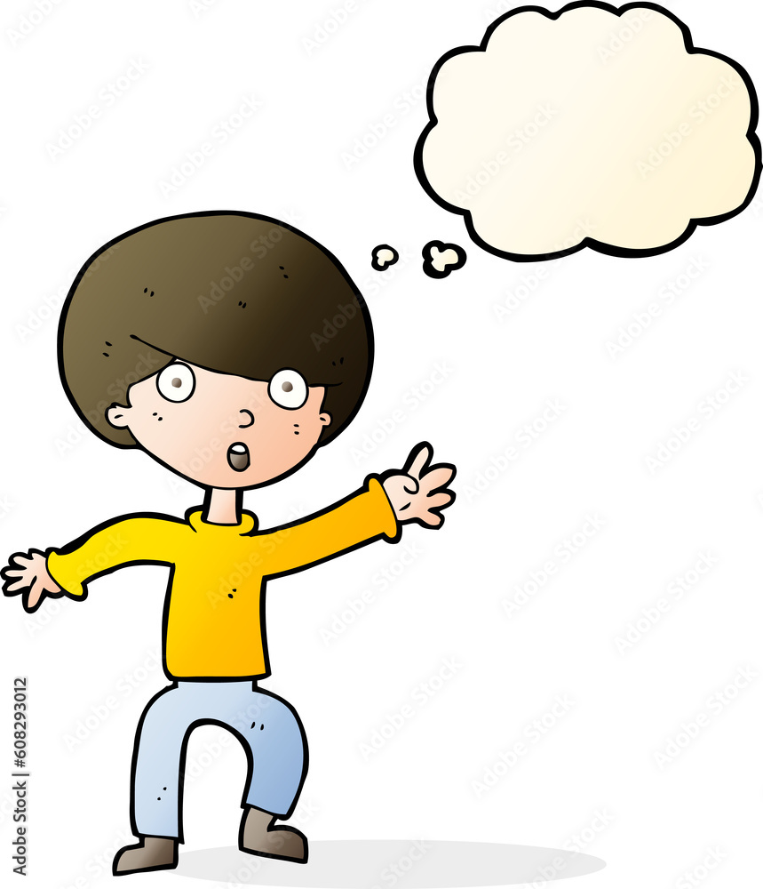 cartoon panicking boy with thought bubble cartoon panicking boy with thought bubble
