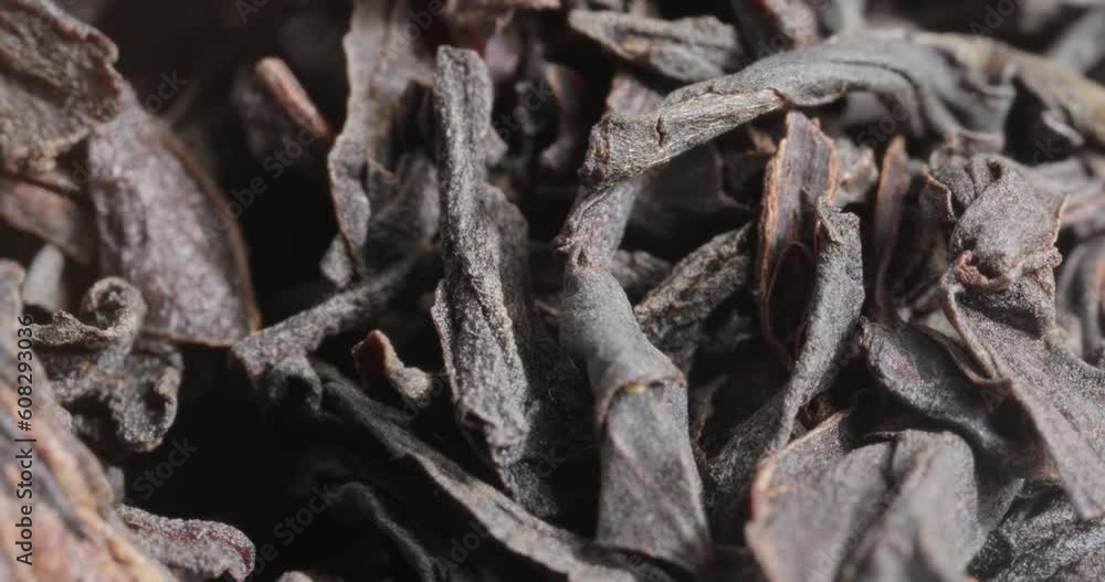Black large-leaf tea Super Macro Close Up. Black large-leaf tea Super Macro Close Up.