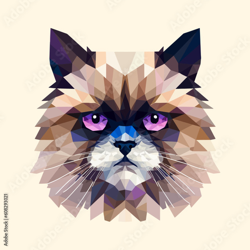 abstract crystal art cute himalayan cat head
