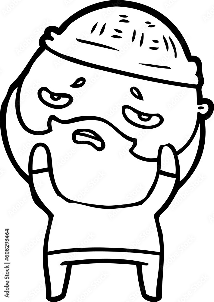 cartoon worried man with beard