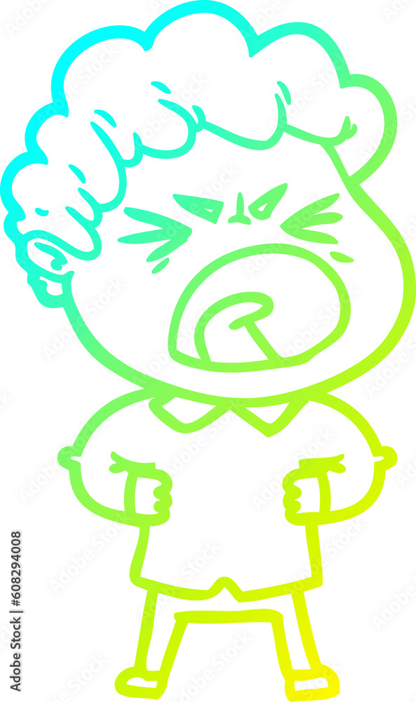 cold gradient line drawing of a cartoon furious man cold gradient line drawing of a cartoon furious man