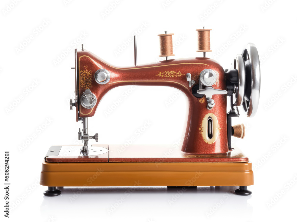 Vintage retro sewing machine old style isolated on white background