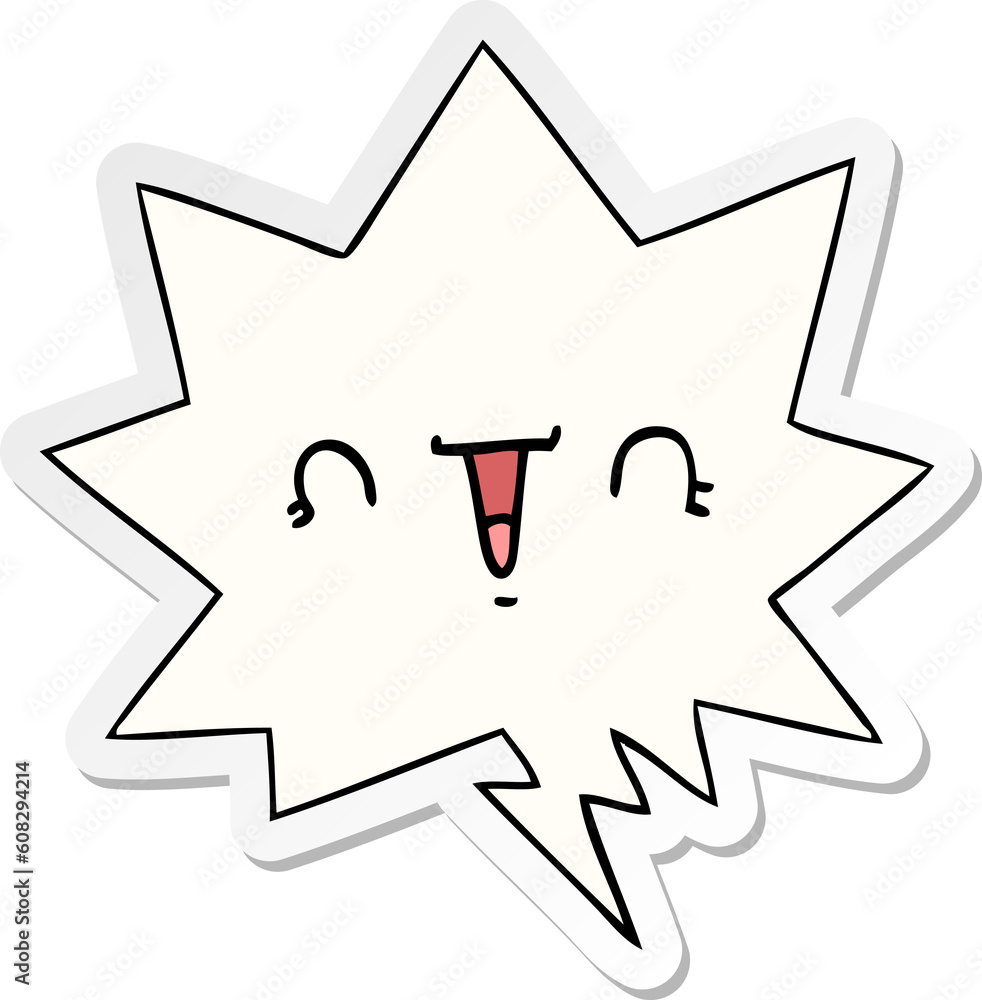 happy cartoon face with speech bubble sticker happy cartoon face with speech bubble sticker