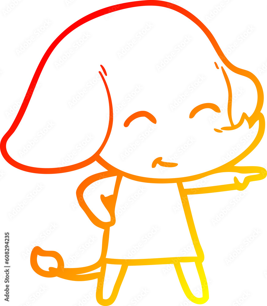 warm gradient line drawing of a cute cartoon elephant warm gradient line drawing of a cute cartoon elephant