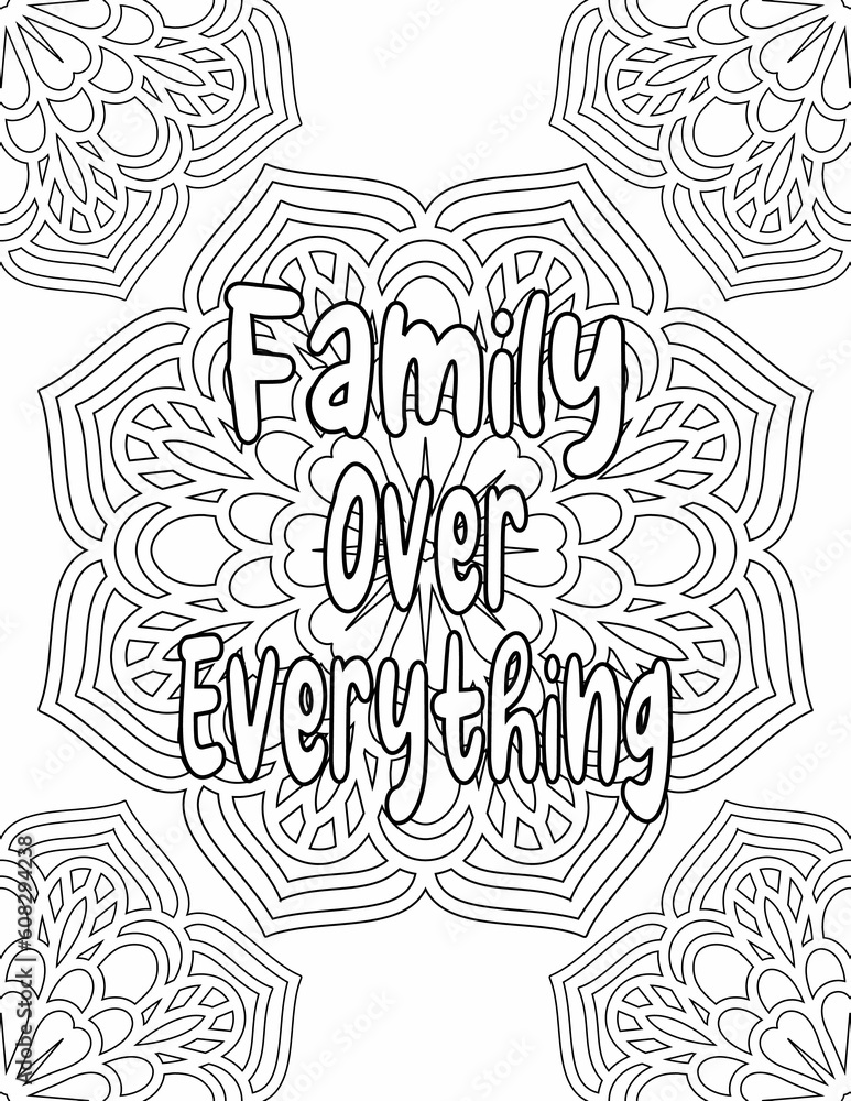 Mandala coloring sheet for adults and kids with a positive affirmation quote for self-love