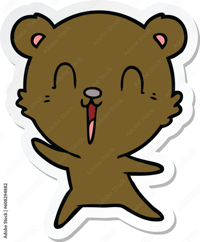 sticker of a happy cartoon bear