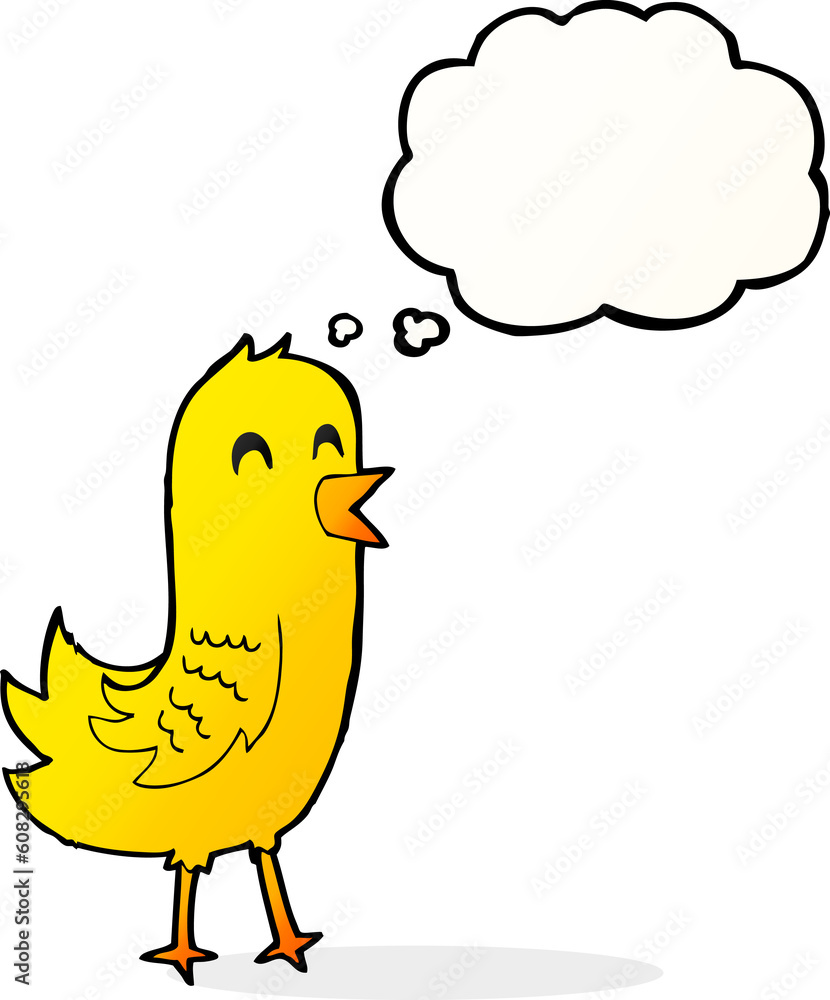 cartoon happy bird with thought bubble cartoon happy bird with thought bubble
