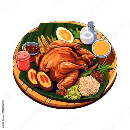 Inasal na manok vector illustration, or chicken inasal traditional food from philippines