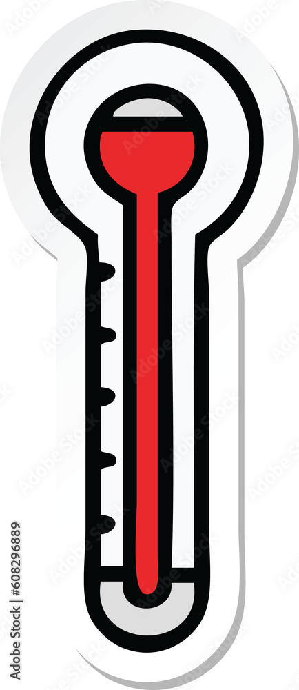 sticker of a cute cartoon glass thermometer sticker of a cute cartoon glass thermometer