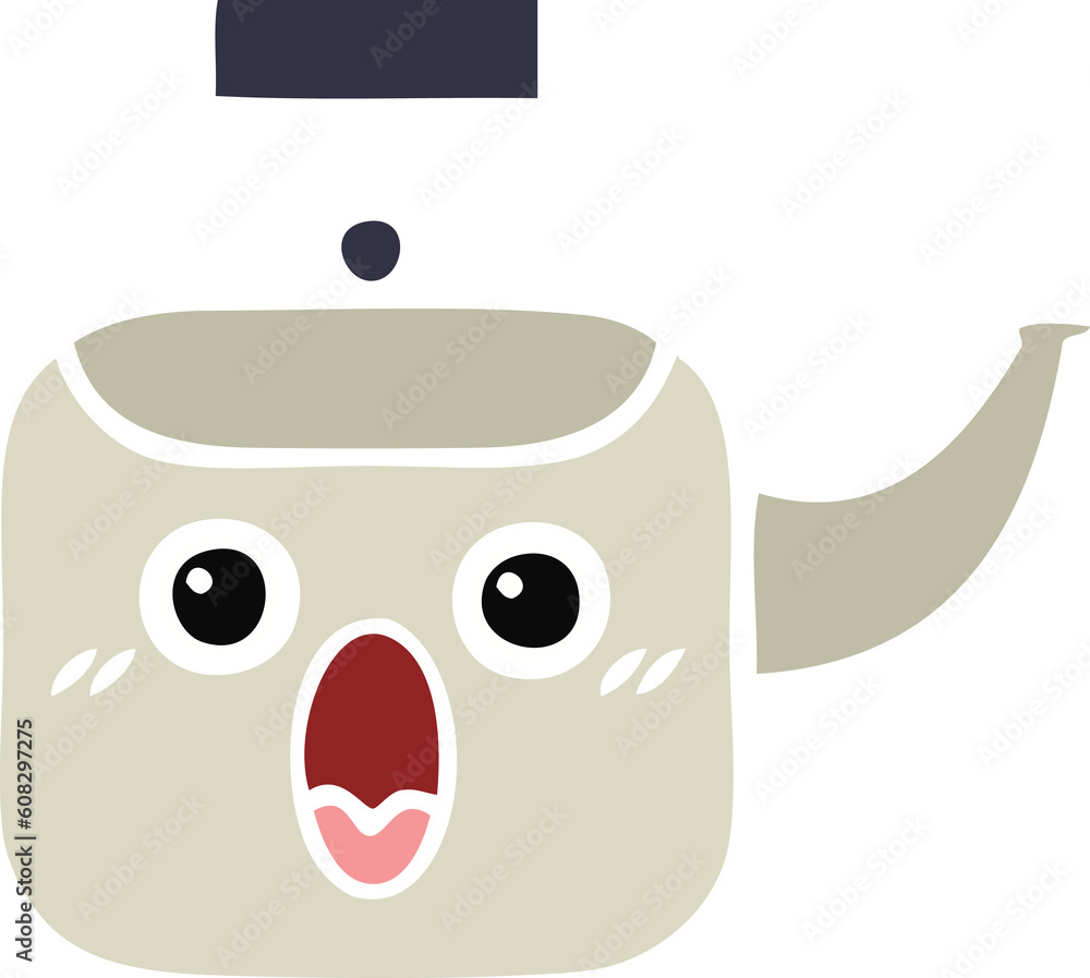 Fototapeta premium flat color retro cartoon of a kettle