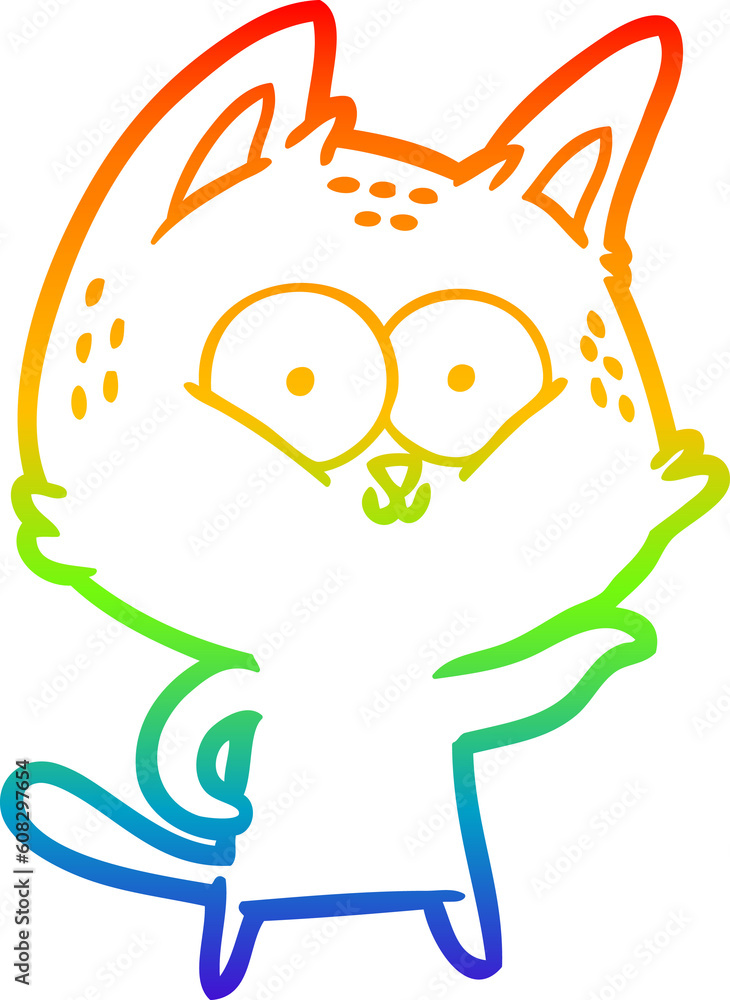 Obraz premium rainbow gradient line drawing of a cartoon cat