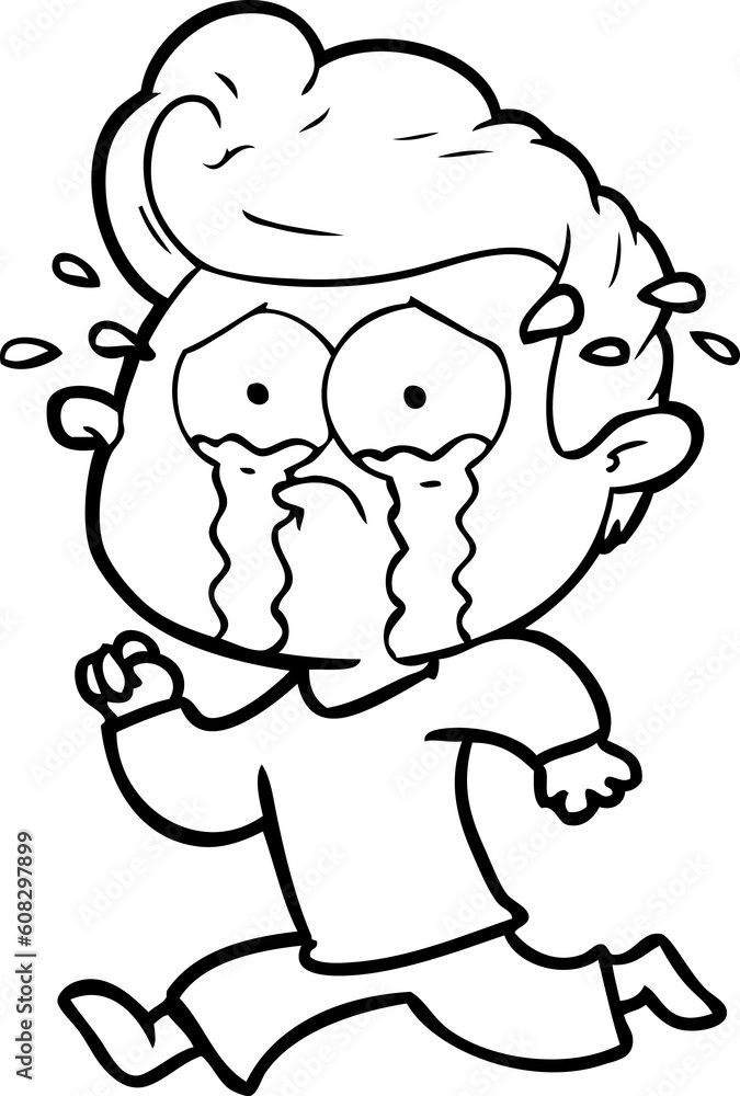 cartoon crying man running cartoon crying man running