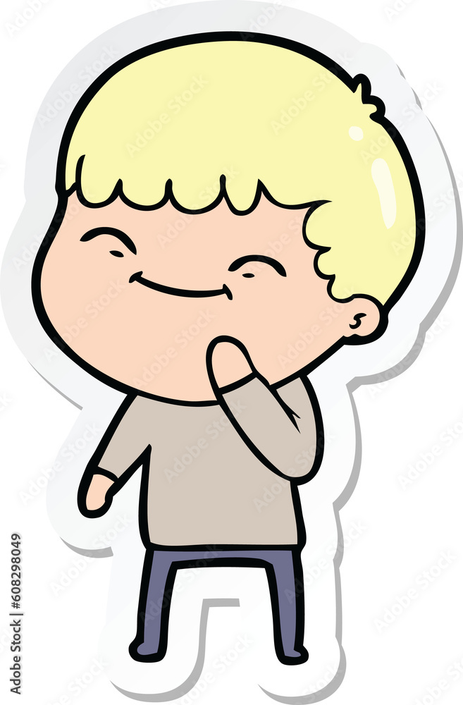 sticker of a cartoon happy boy sticker of a cartoon happy boy