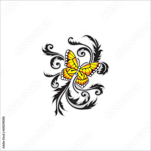 butterfly vector with flower background can be used as graphic design